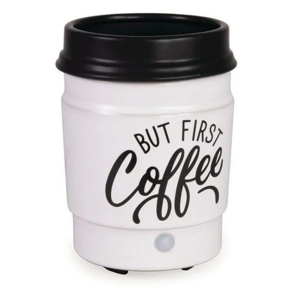 But First Coffee Mug Wax Warmer White Brown Ceramic Cup White Brown Gift NEW